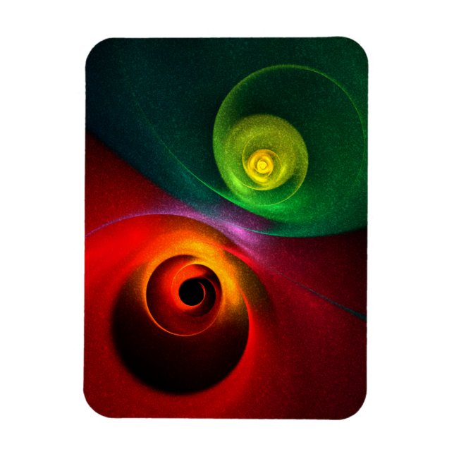 Magnet Flexible Red Green Yin Yang Moderne Motif d'art Abstrait #2 (Vertical)