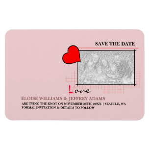 Magnet Flexible Red Heart Love Save the Date Photo