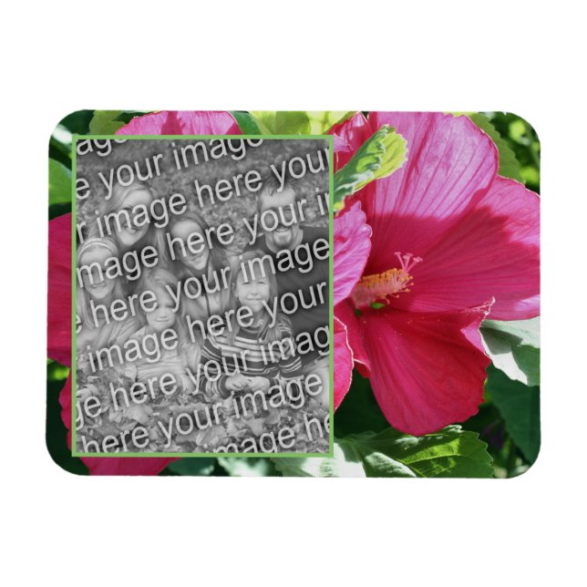 Magnet Flexible Red Hibiscus Flower Frame Ajouter Votre Photo (Horizontal)