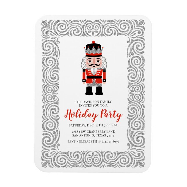 Magnet Flexible Red Nutcracker Noël Fête Invitation (Vertical)