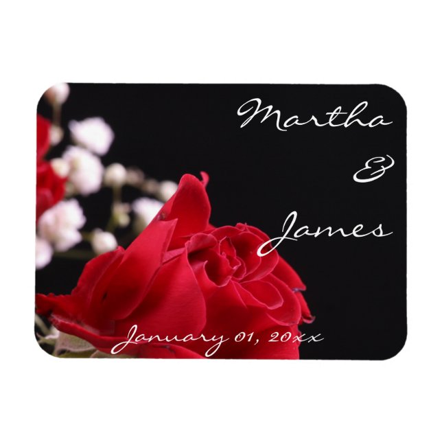 Magnet Flexible Red Rose Bouquet Mariage personnel (Horizontal)