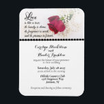Magnet Flexible Red Rose & Pearls Wedding<br><div class="desc">This design features one red rose with a beautiful string of pearls,  and a quote about love,  to give your wedding an elegant vibe.</div>