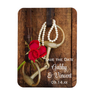 Magnet Flexible Red Roses Horse Bit Mariage campagnard Enregistrer