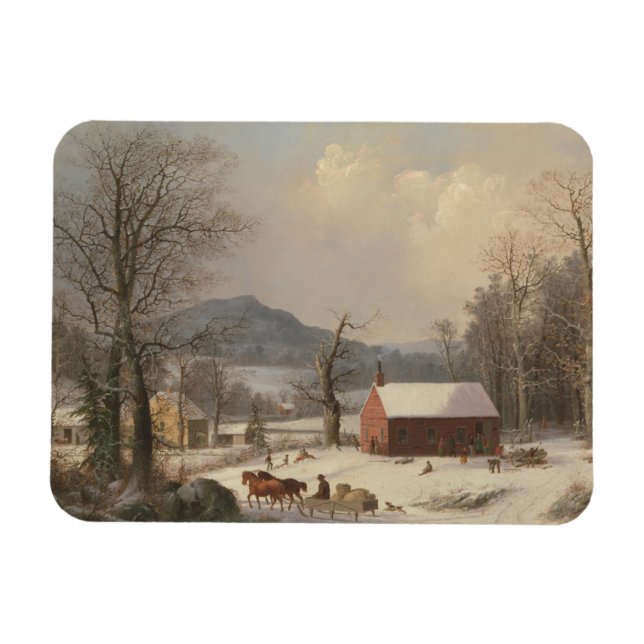 Magnet Flexible Red School House (Scène de campagne) 1858 (Horizontal)