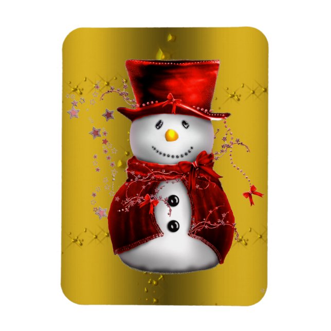 Magnet Flexible Red Snowmen en or (Vertical)