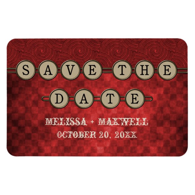 Magnet Flexible Red Steampunk Keys Enregistrer la date Flexi Magne (Horizontal)