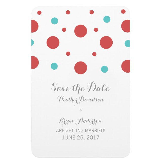 Magnet Flexible Red Turquoise Confetti Enregistrer l'aimant de dat (Vertical)