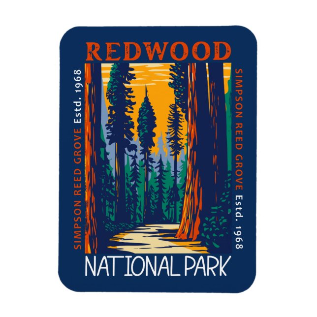 Magnet Flexible Redwood National Park California Retro perturbé (Vertical)