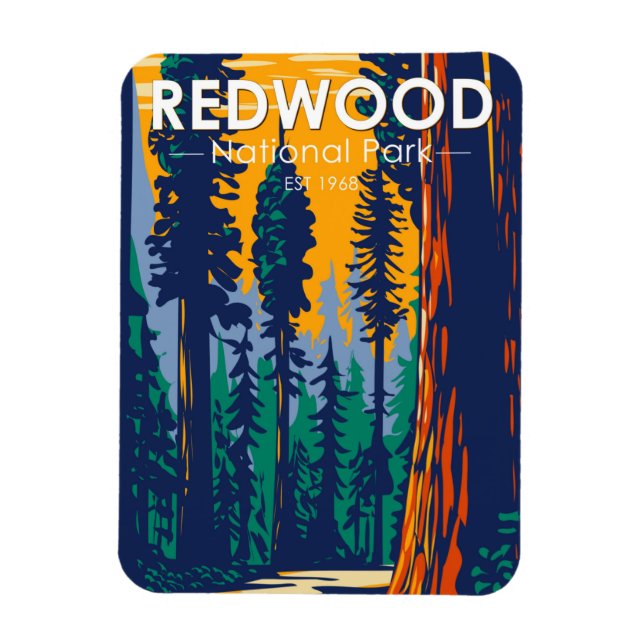 Magnet Flexible Redwood National Park Californie Vintage (Vertical)