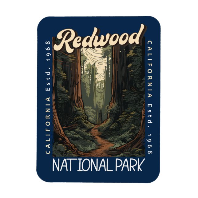 Magnet Flexible Redwood National Park Retro perturbé (Vertical)