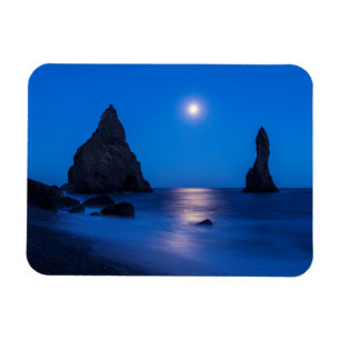 Magnet Flexible Reflet du lever de lune sur l'océan et les stacks