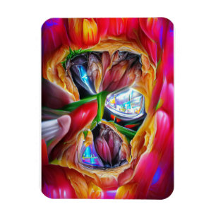 Magnet Flexible Réflexions vibrantes sur les tulipes Abstraites