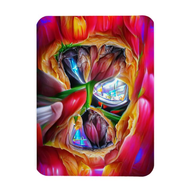 Magnet Flexible Réflexions vibrantes sur les tulipes Abstraites (Vertical)