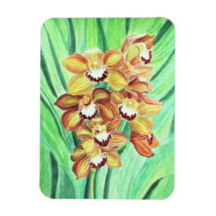 Magnet Flexible Réfrigérateur - Orchidées orange et jaune