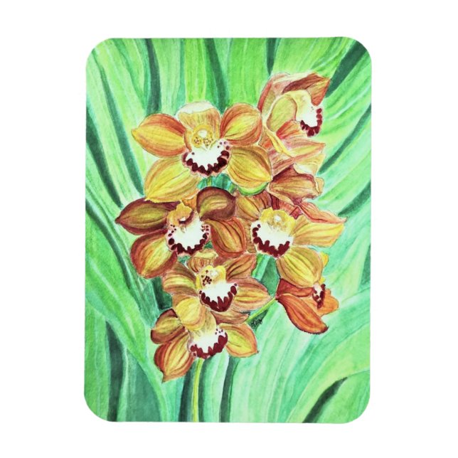 Magnet Flexible Réfrigérateur - Orchidées orange et jaune (Vertical)