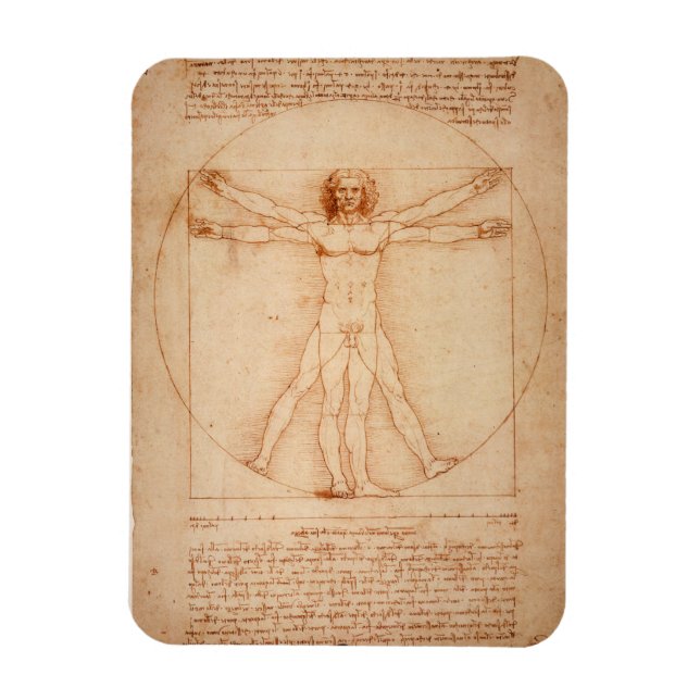 Magnet Flexible Réfrigérateur Vitruvian Man par Leonardo da Vinci (Vertical)