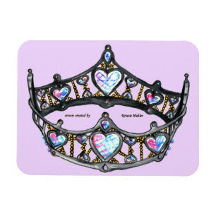 Magnet Flexible Reine des Coeurs Couronne d'argent Tiara rose pâle