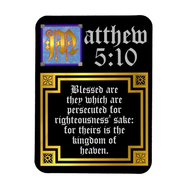 Magnet Flexible Religious Quote Matthew 5 Gold Illuminated Letter (Vertical)