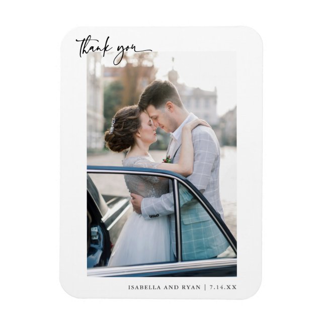 Magnet Flexible Remerciement de photo de mariage d'écriture modern (Vertical)