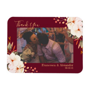Magnet Flexible Remerciement Floral Orange Rouge Bourgogne