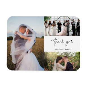 Magnet Flexible Remerciement Trois Photos Mariage Collage