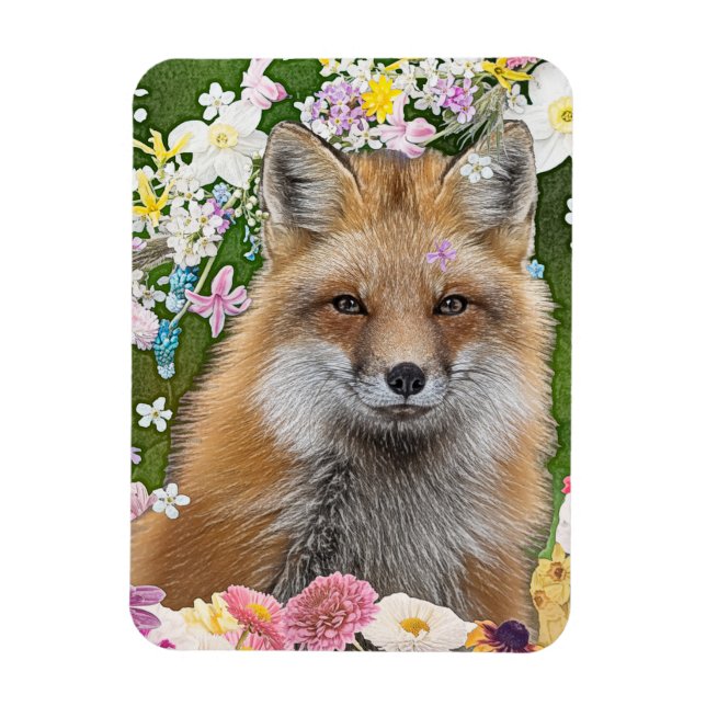 Magnet Flexible Renard Fairytale dans le champ des fleurs (Vertical)