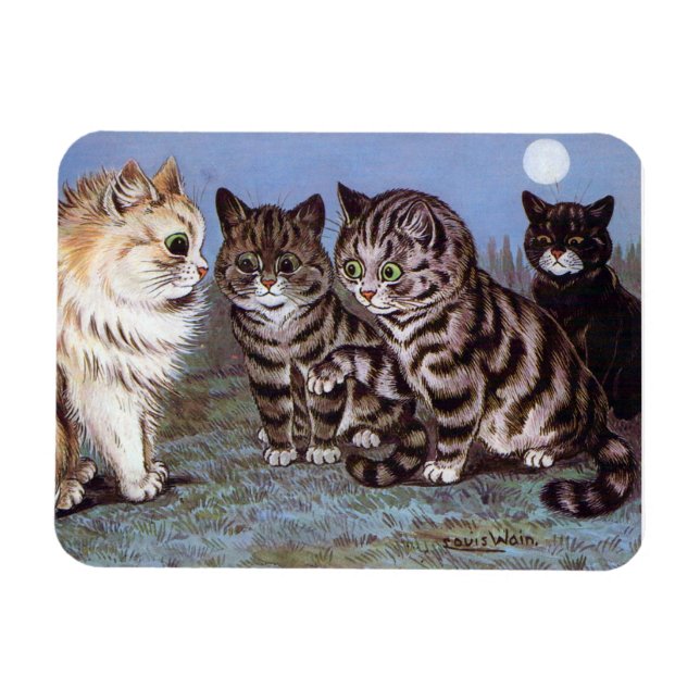 Magnet Flexible Rencontre de chatons au clair de lune, Louis Wain (Horizontal)