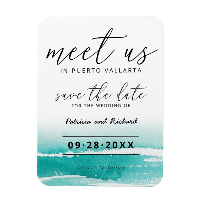 Magnet Flexible Rencontrez-Nous Dans Mariage Destination Turquoise (Vertical)