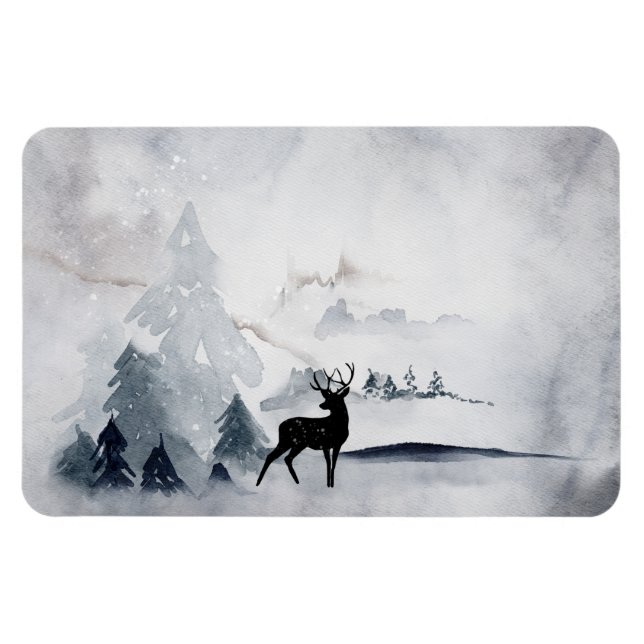 Magnet Flexible Rennes dans l'Aquarelle gris sauvage Noël (Horizontal)