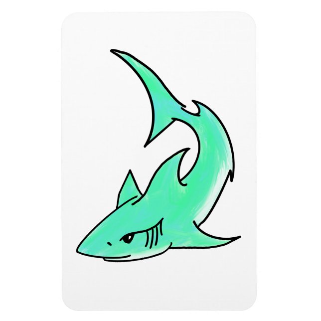 Magnet Flexible requin souriant de dessin animé bleu vert océan an (Vertical)