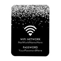 Réseau WiFi Noir et Mot de Passe Paillettes Argent
