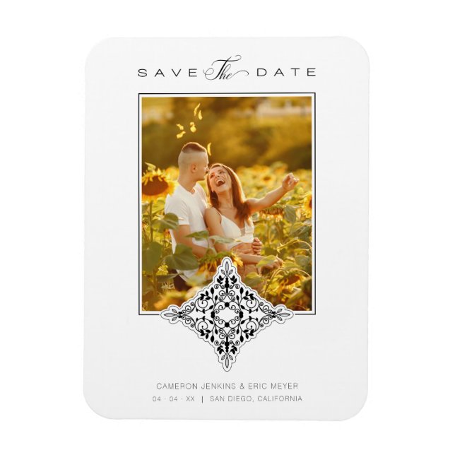 Magnet Flexible Reserva La Fecha Covid19 Black Chic Lace Romantiqu (Vertical)