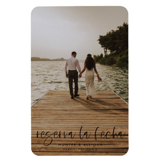 Magnet Flexible Réservation La Fecha Moderne Photo Invitation Magn (Vertical)