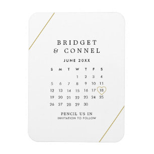Magnet Flexible Réservez-nous dans le calendrier Lignes dorées Enr
