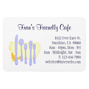 Magnet Flexible Restaurant Carte de visite Blue Yellow Custom Magn