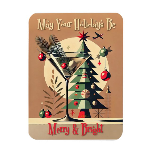 Magnet Flexible Retro 50s Jet Set Noël Martini Arbre (Vertical)