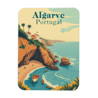 Retro Algarve Portugal Souvenir Sunny Beach Scène
