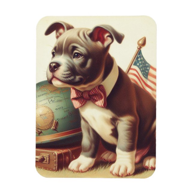 Magnet Flexible Retro American Pit Bull Terrier Peinture (Vertical)