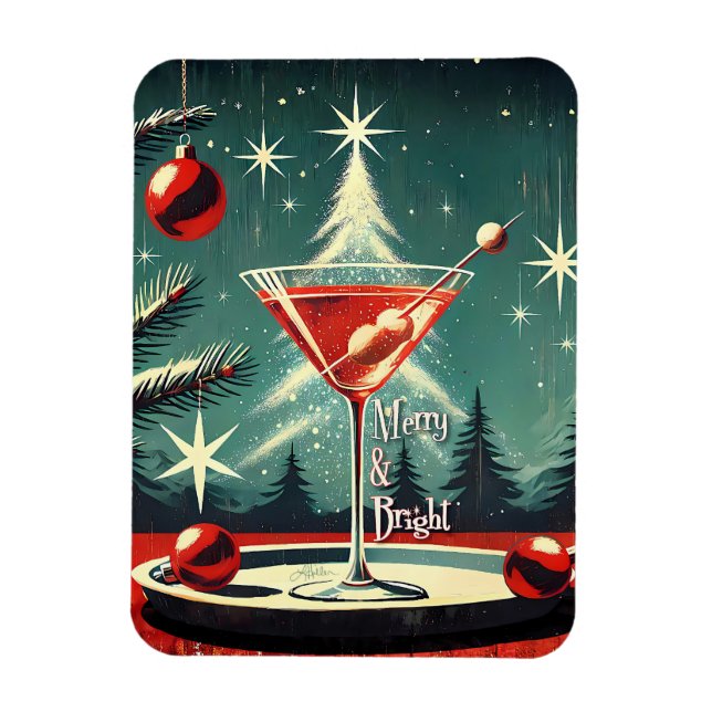 Magnet Flexible Retro années 50 Flurry Christmas Tree Martini (Vertical)