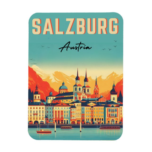 Magnet Flexible Retro Autriche capitale salzbourg skyline (Vertical)