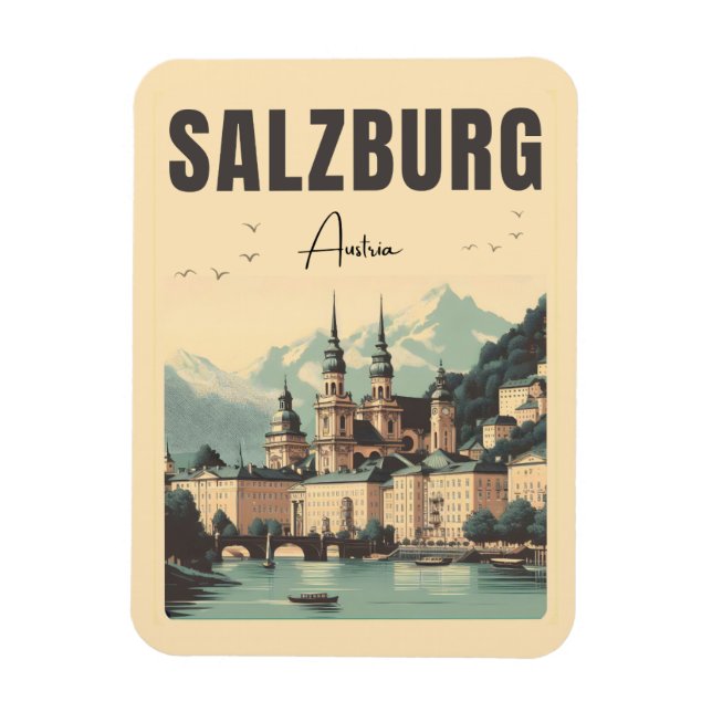 Magnet Flexible Retro Autriche capitale salzbourg skyline (Vertical)