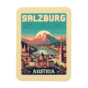 Magnet Flexible Retro Autriche capitale salzbourg skyline