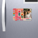 Magnet Flexible Retro Boho Floral Bold & Bright Enregistrer La Dat<br><div class="desc">Ce design mariage de style boho rétro est le choix idéal pour les amateurs de mariages audacieux et lumineux. Cette conception se caractérise par son approche maximaliste, incorporant un mélange de motifs floraux rétro et boho afin de créer un look inoubliable. Les éléments floraux roses et oranges apportent une touche...</div>