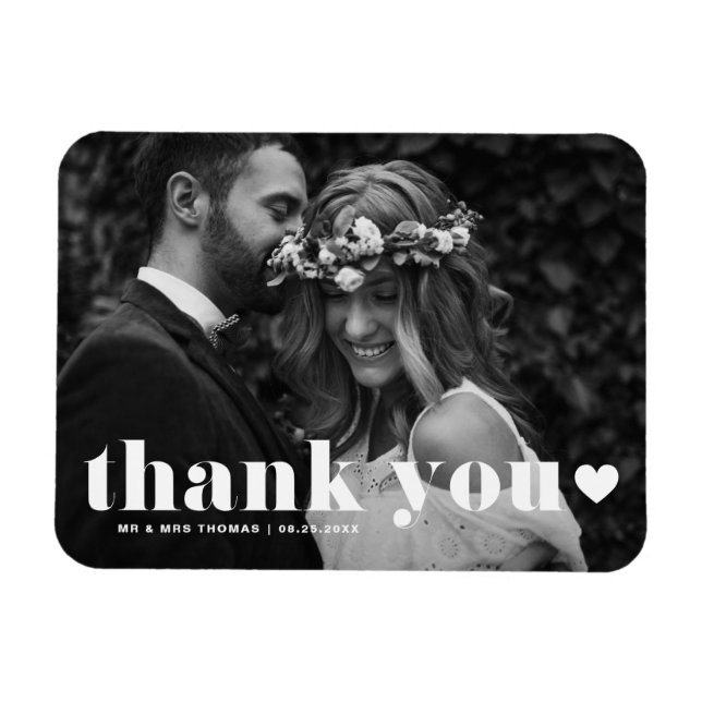Magnet Flexible Retro Bold Typographie Photo Mariage Merci (Horizontal)