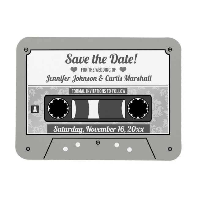 Magnet Flexible Retro Cassette Tape Wedding Save the Date (Horizontal)