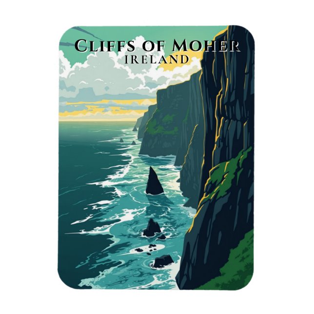 Magnet Flexible Retro Cliffs of Moher Irlande Paysage Voyage (Vertical)