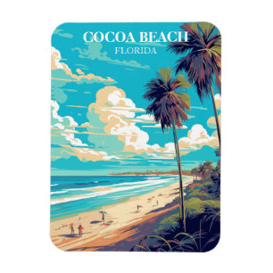Magnet Flexible Retro Cocoa Beach Floride Aimant Voyage