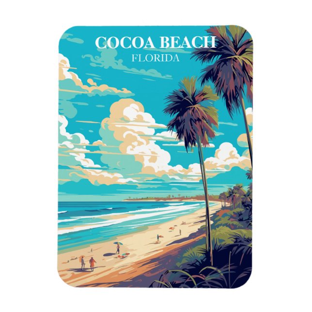 Magnet Flexible Retro Cocoa Beach Floride Aimant Voyage (Vertical)