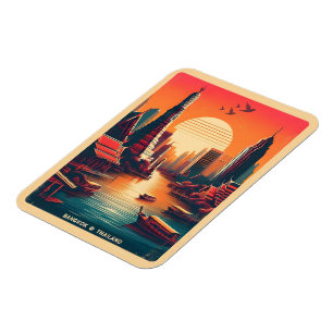 Magnet Flexible Rétro de la ville de Bangkok - Cadeaux de voyage e