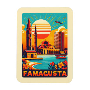 Magnet Flexible Retro Famagusta Beach Chypre cadeaux souvenirs